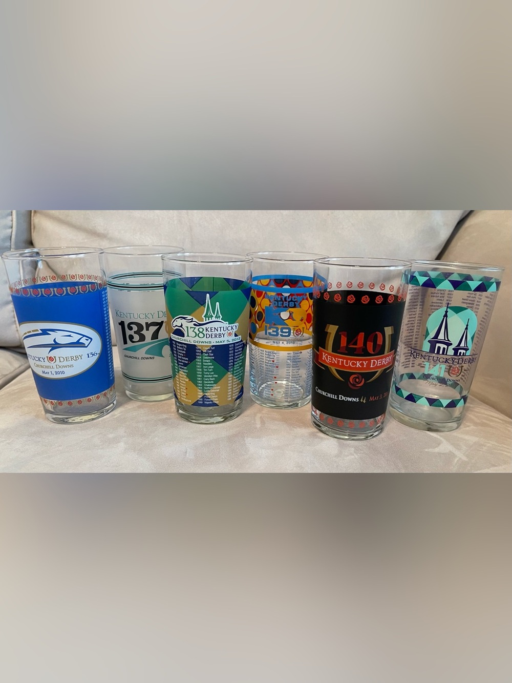 Official Kentucky Derby Mint Julep Glasses Set - 6 Consecutive Years (2010–2015)